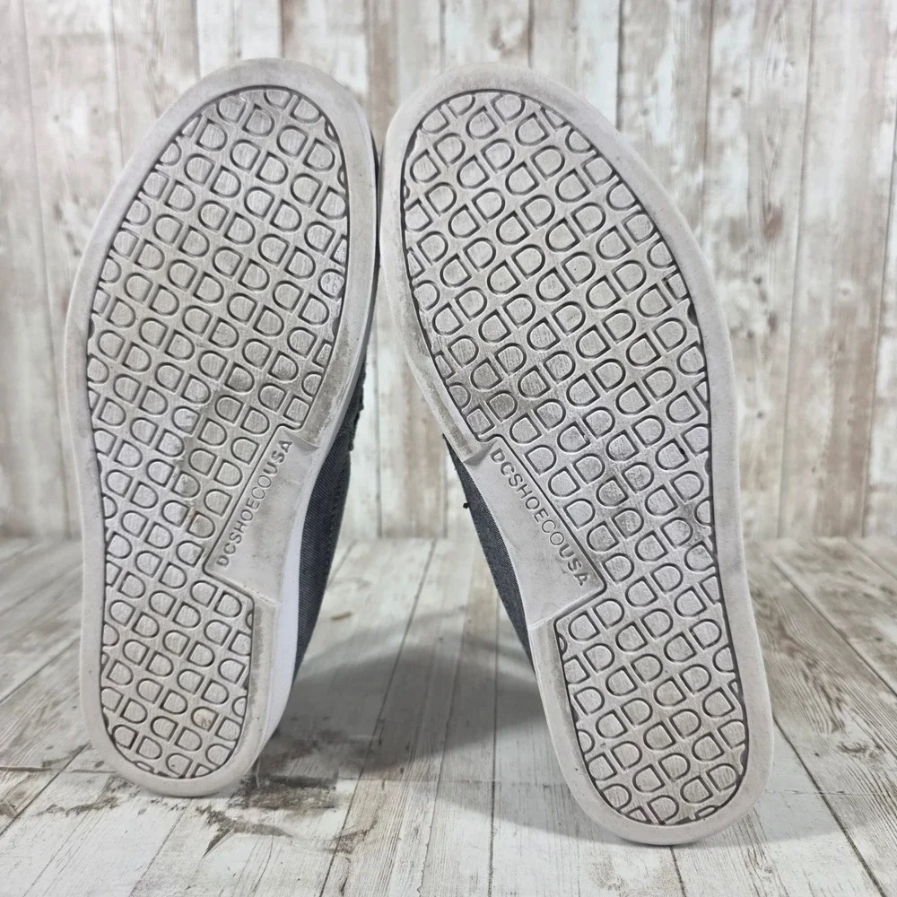 DC Shoes Mens Grey Canvas Slip On Loafers‎ Whipstitch Moc Toe Sneakers Size 7